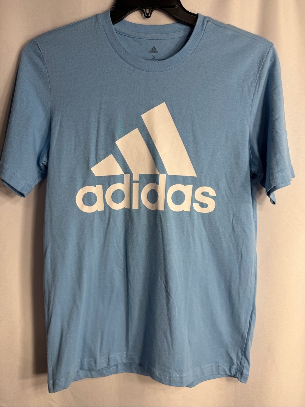 adidas Light Blue Short-Sleeve Tee with White Logo size S new w tags